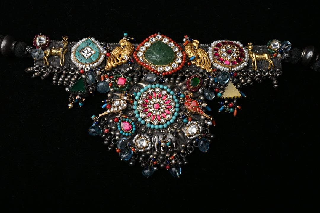 Gajalakshmi Multimotif Heritage Necklace | SHOBITAM