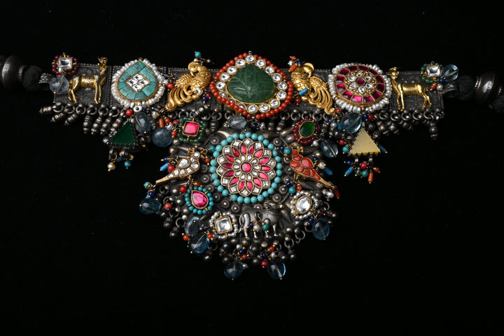 Gajalakshmi Multimotif Heritage Necklace | SHOBITAM