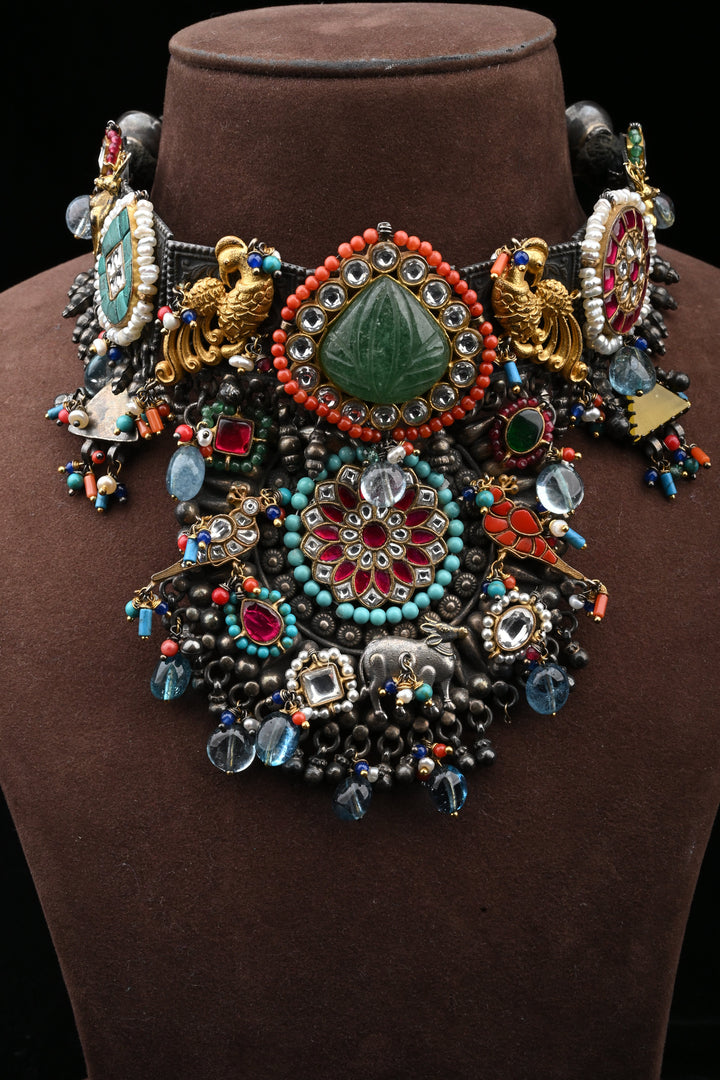 Gajalakshmi Multimotif Heritage Necklace | SHOBITAM
