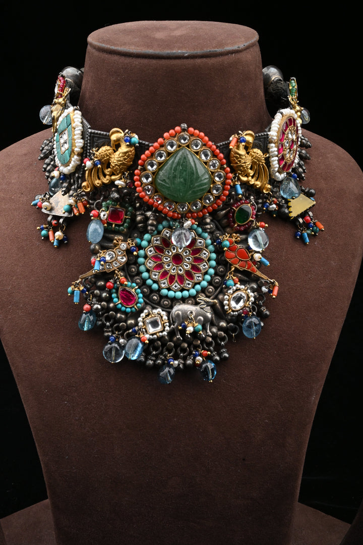 Gajalakshmi Multimotif Heritage Necklace | SHOBITAM
