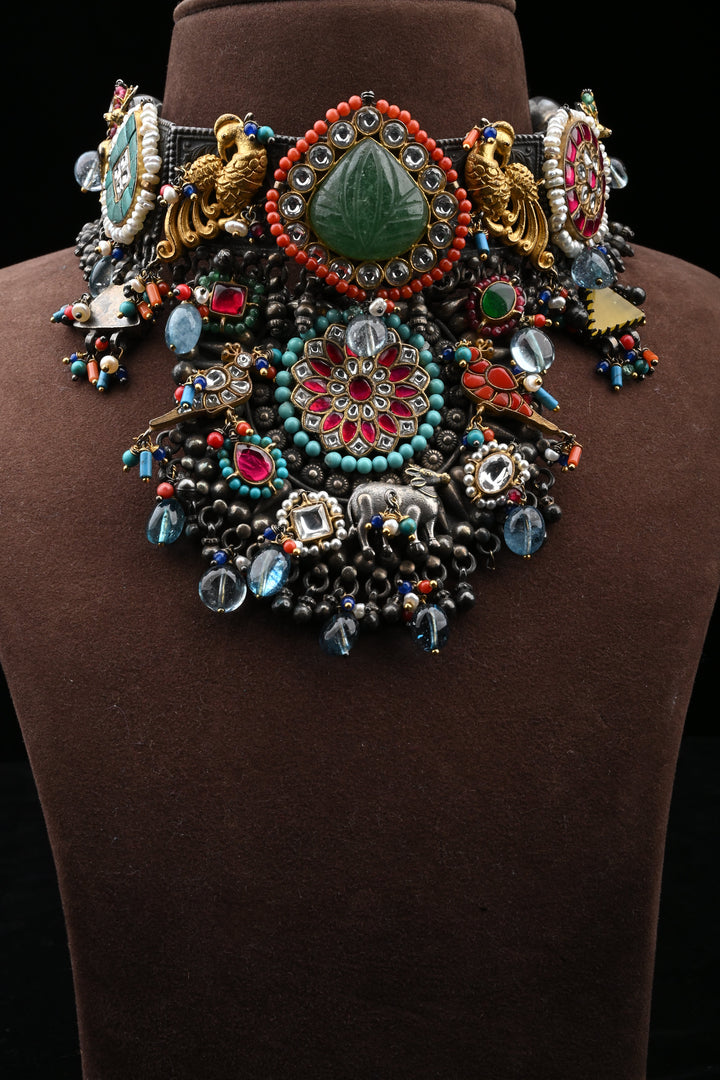 Gajalakshmi Multimotif Heritage Necklace | SHOBITAM