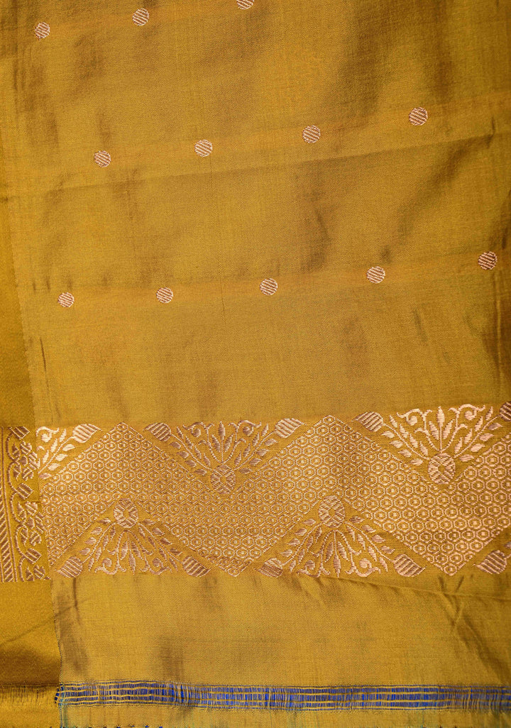 Sapphire Blue Banarasi Katan Silk Saree with Floral Zari Buttas and Contrast Zari Border | SILK MARK CERTIFIED | SHOBITAM