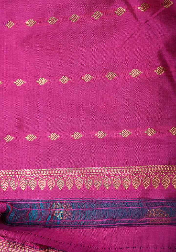 Blue Banarasi Katan Silk Saree with Floral Zari Buttas and Contrast Zari Border | SILK MARK CERTIFIED | SHOBITAM