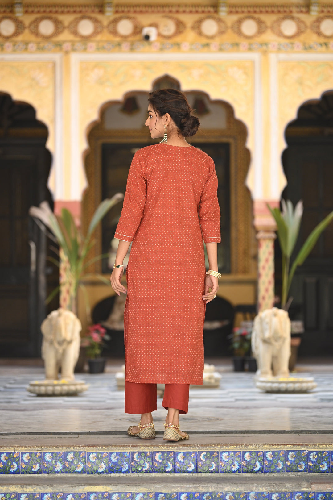 Izra Kalamkari Dupatta with Tari Sequence and Marodi Work on Neck Cotton Suit Set- SET OF-3 | SHOBITAM