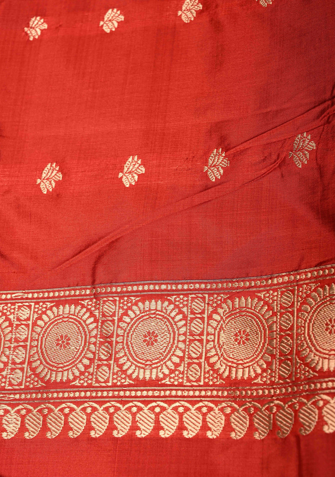 Navy Blue Banarasi Katan Silk Saree with Floral Zari Buttas and Contrast Zari Border | SILK MARK CERTIFIED | SHOBITAM