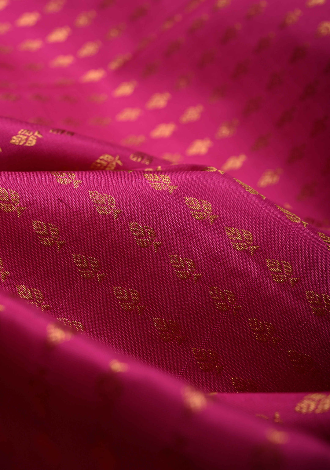 DUPATTA: Rani Pink Pure Kanjivaram Dupatta with Zari Buttis Brocade and Zari Borders | SILK MARK Certified | SHOBITAM