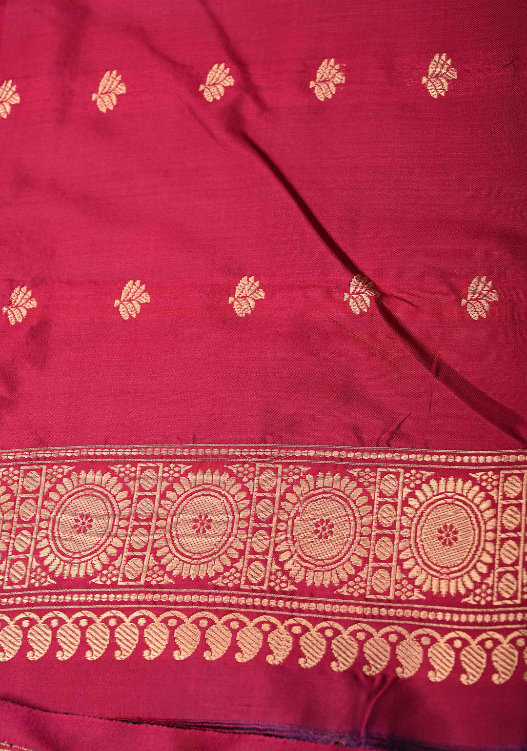 Peacock Blue-Green Dual Tone Banarasi Katan Silk Saree with Floral Zari Buttas and Contrast Zari Border | SILK MARK CERTIFIED | SHOBITAM