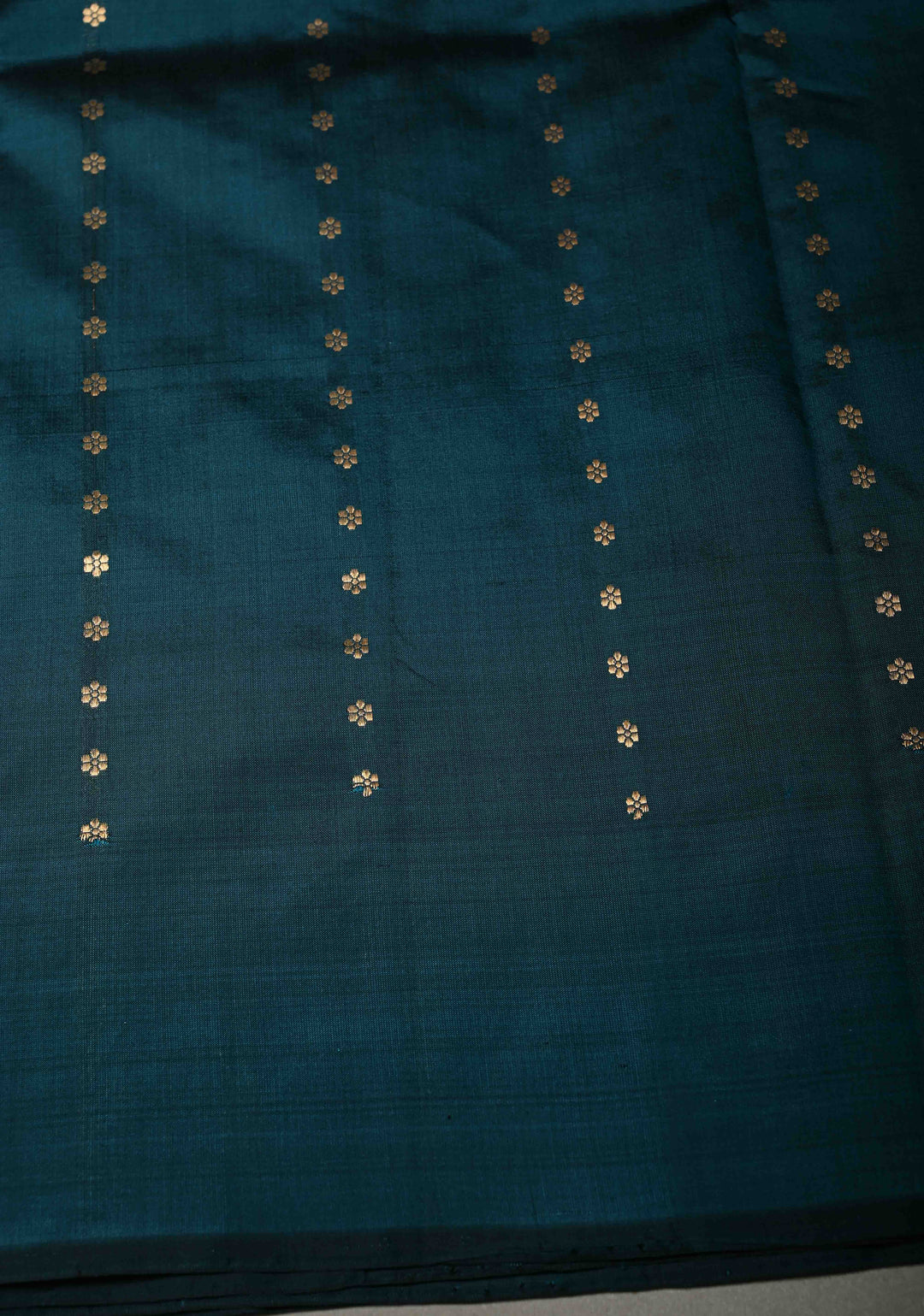 Teal Banarasi Katan Silk Saree with Floral Zari Buttis and Scallop Zari Border | SILK MARK CERTIFIED | SHOBITAM