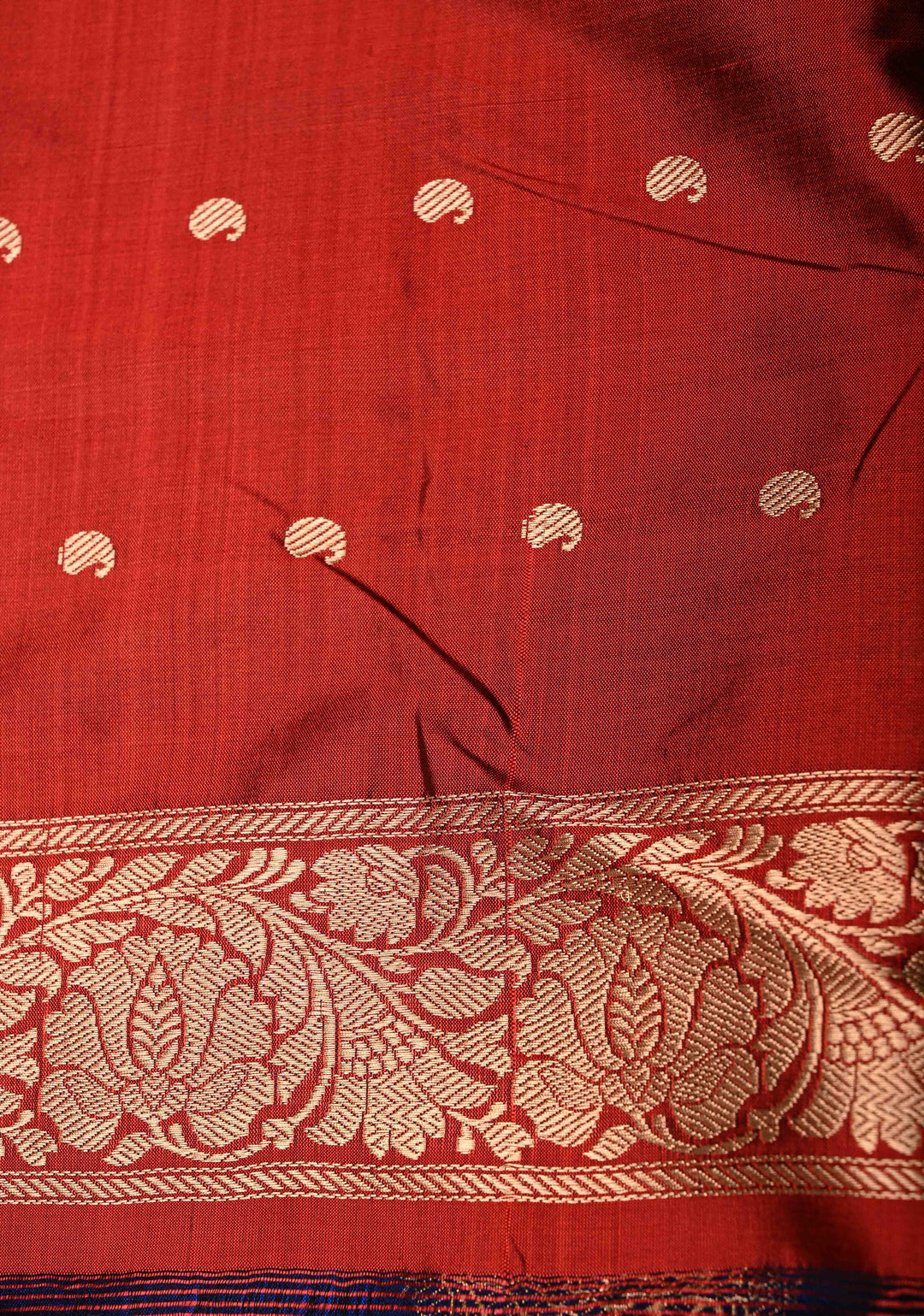 Royal Blue Banarasi Katan Silk Saree with Floral Zari Buttas and Contrast Zari Border | SILK MARK CERTIFIED | SHOBITAM