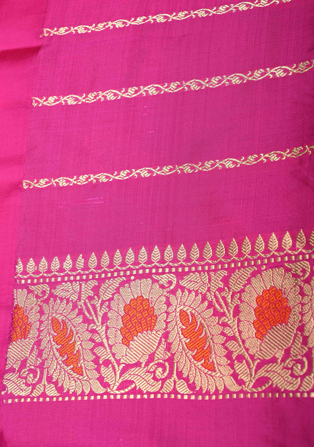 Purple Dual Tone Banarasi Katan Silk Saree with Floral Zari Buttas and Contrast Meenakari Zari Border | SILK MARK CERTIFIED | SHOBITAM