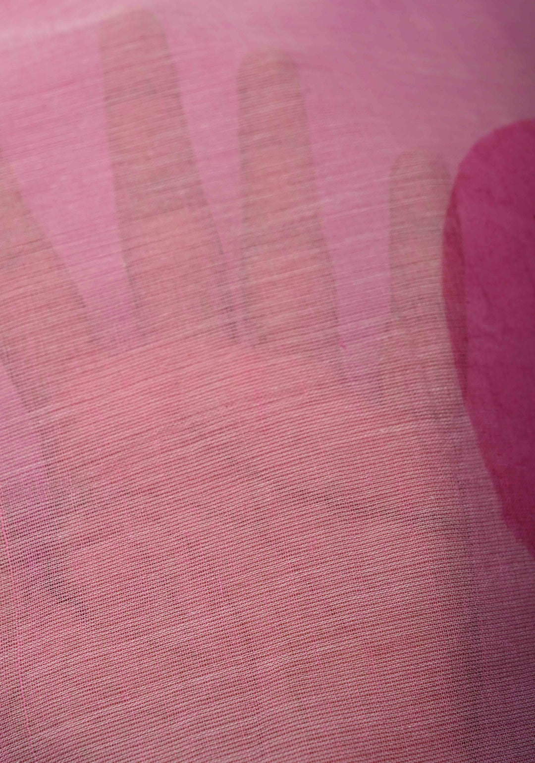 Rose Pink Mulmul Cotton Saree with Hand Painted Circle Buttas and Multihue Tassels, No Blouse Piece |SHOBITAM