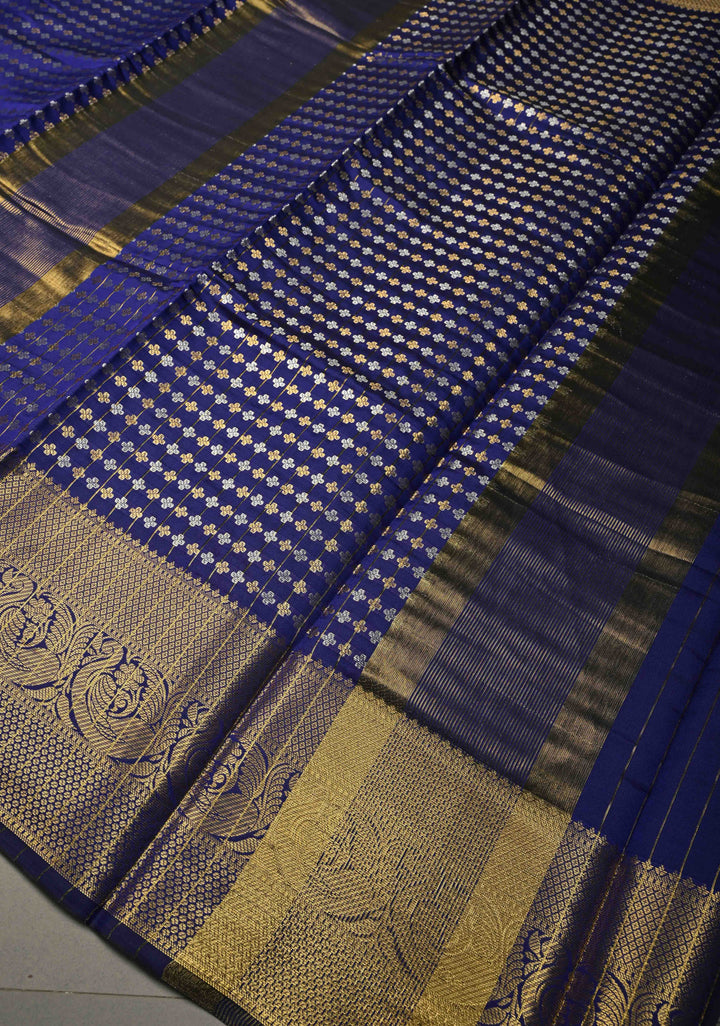 Deep Purple  Semi Silk Saree with Sona Rupa Zari Buttis Brocade and Zari Border