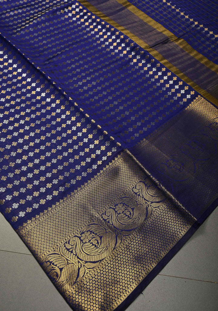 Deep Purple  Semi Silk Saree with Sona Rupa Zari Buttis Brocade and Zari Border