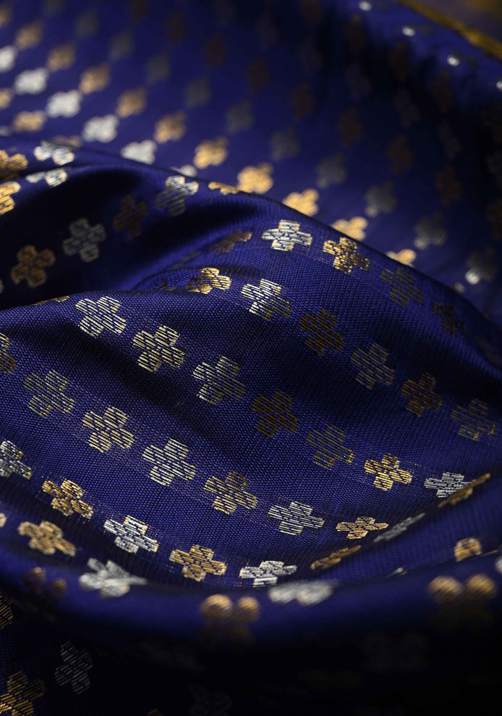 Deep Purple  Semi Silk Saree with Sona Rupa Zari Buttis Brocade and Zari Border