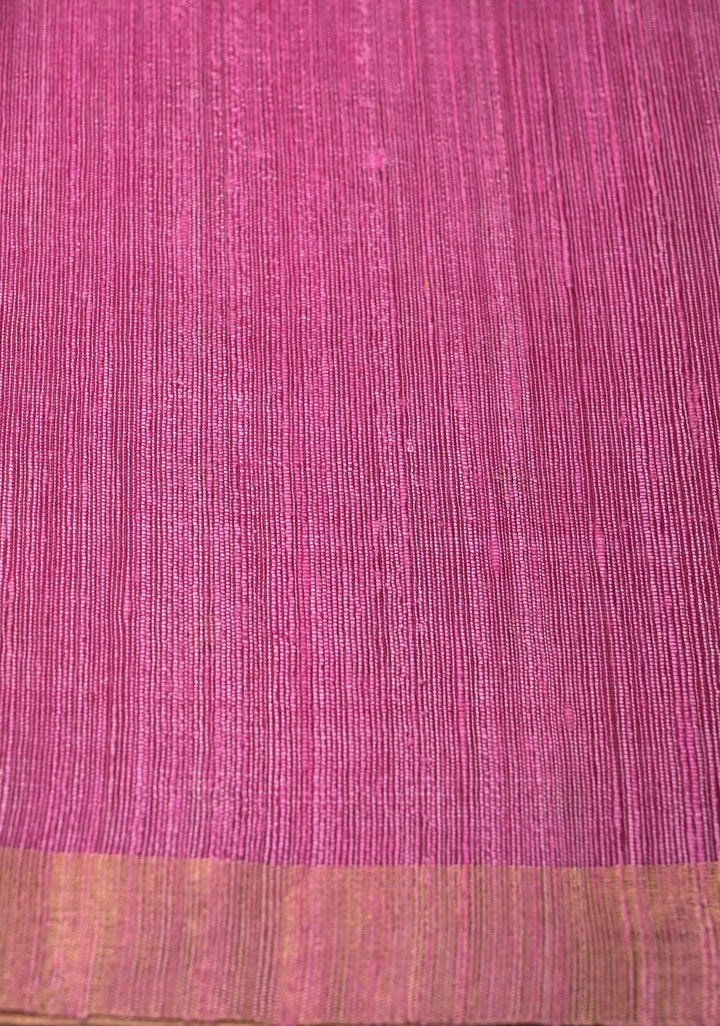 Pink Matka Muslin Saree with pocket sequins and Paithani Style Paluu | SILK MARK CERTIFIED