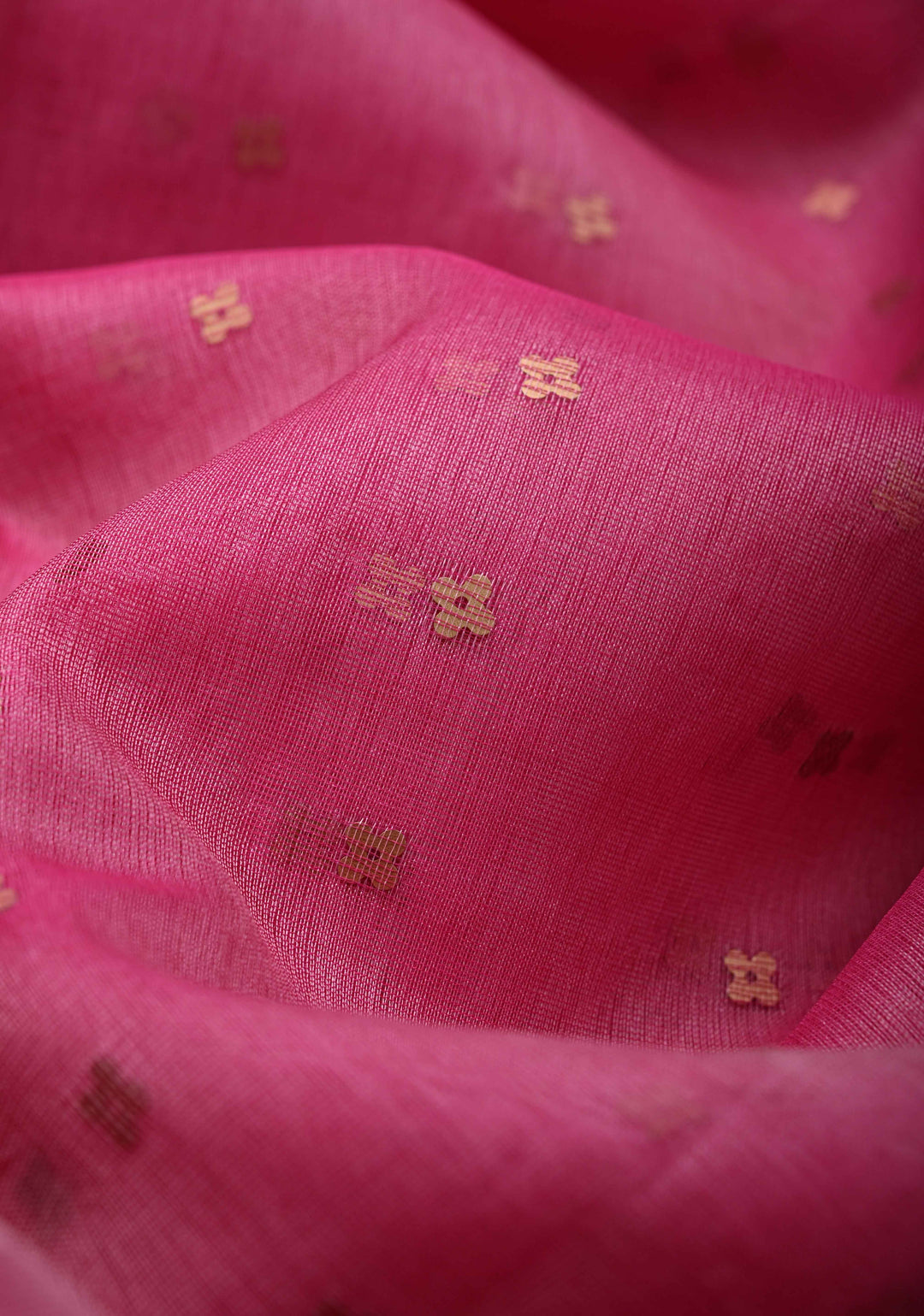 Pink Matka Muslin Saree with pocket sequins and Paithani Style Paluu | SILK MARK CERTIFIED