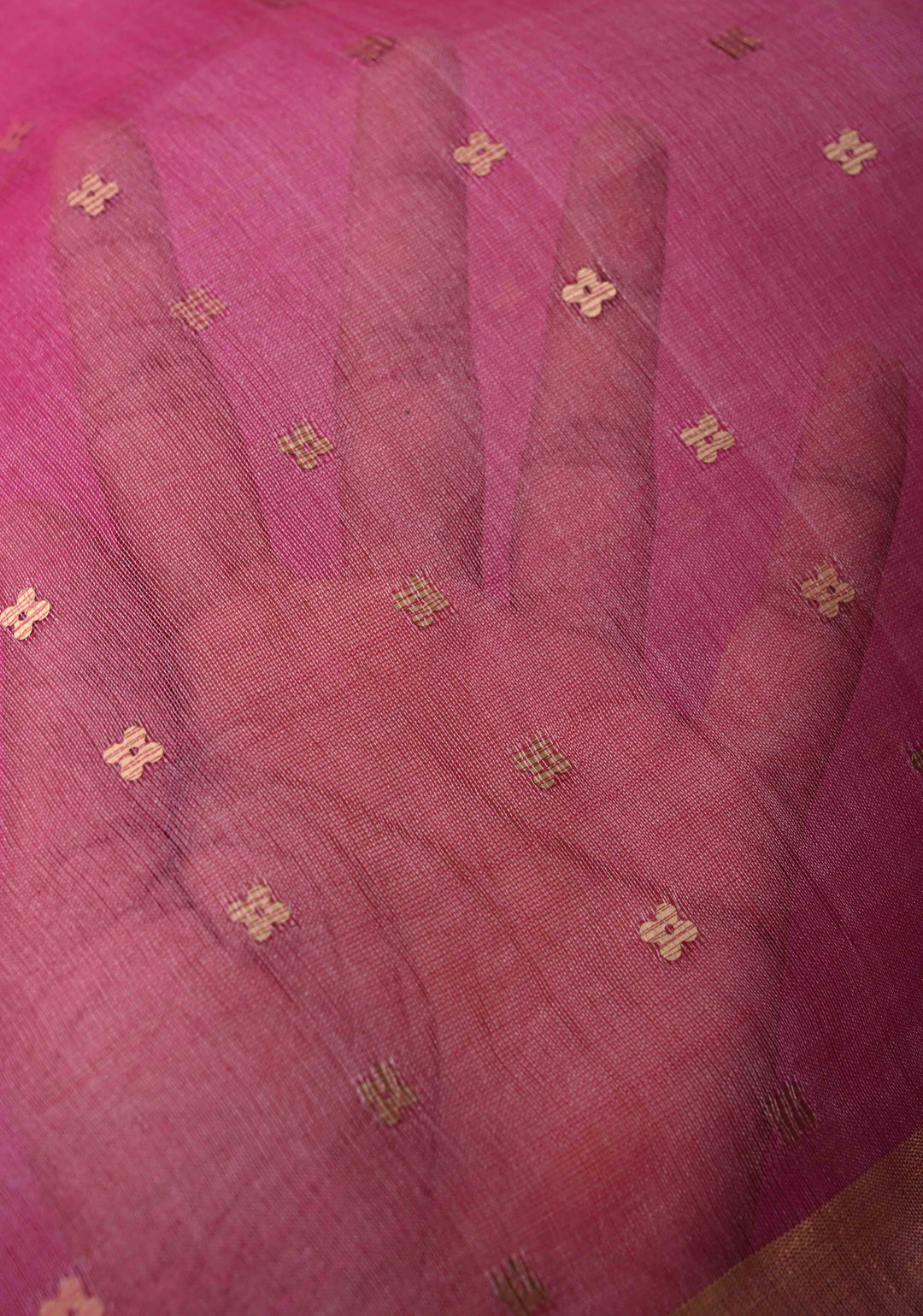 Pink Matka Muslin Saree with pocket sequins and Paithani Style Paluu | SILK MARK CERTIFIED