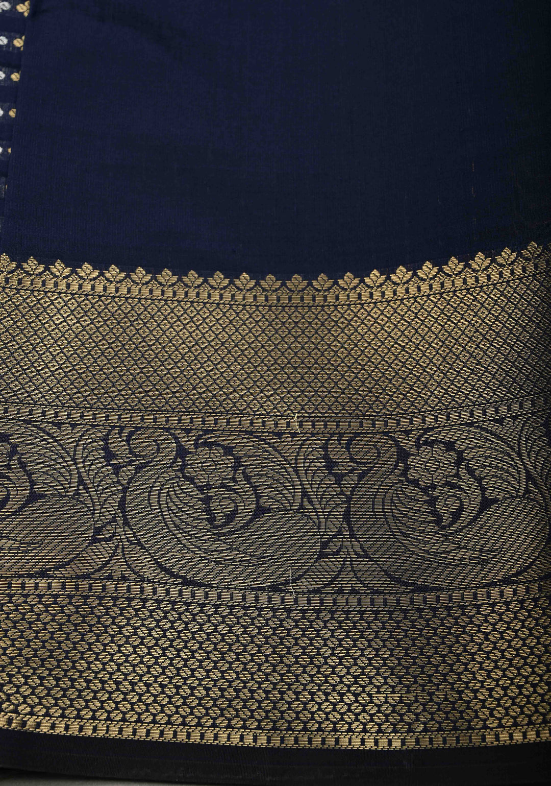 Navy Blue Semi Silk Saree with Sona Rupa Zari Buttis Brocade and Zari Border  | SHOBITAM