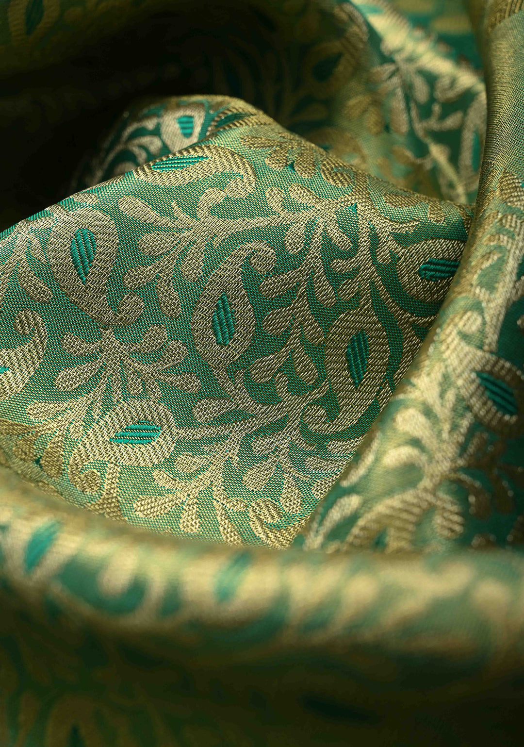 Pastel Green Tissue Kanjivaram Pure Silk Saree with Meenakari Floral Brocade Jaal and Zari Border | SILK MARK CERTIFIED | SHOBITAM