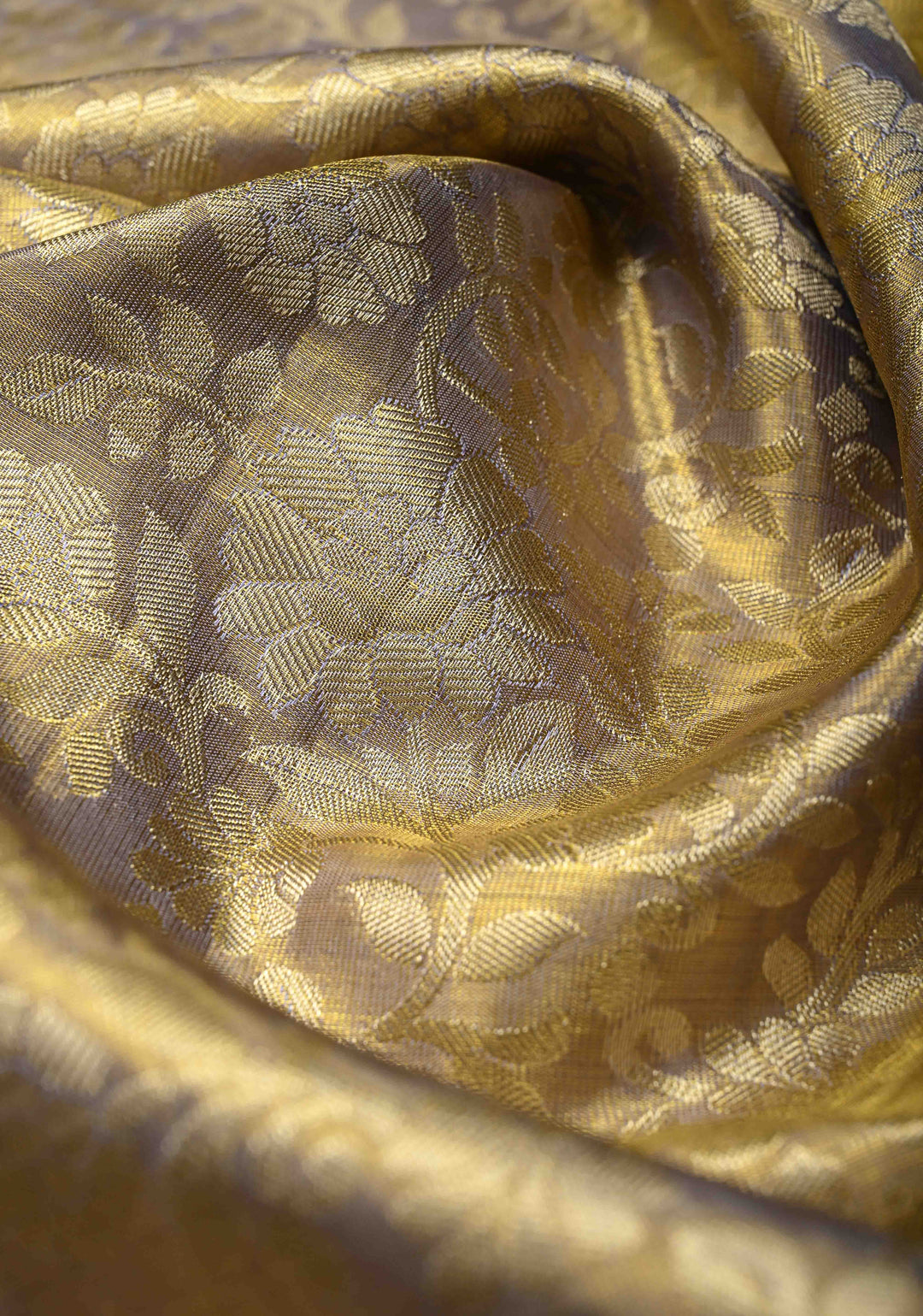 Light Blue-Gold Tissue Kanjivaram Pure Silk Saree with Meenakari Floral Brocade Jaal and Zari Border | SILK MARK CERTIFIED | SHOBITAM