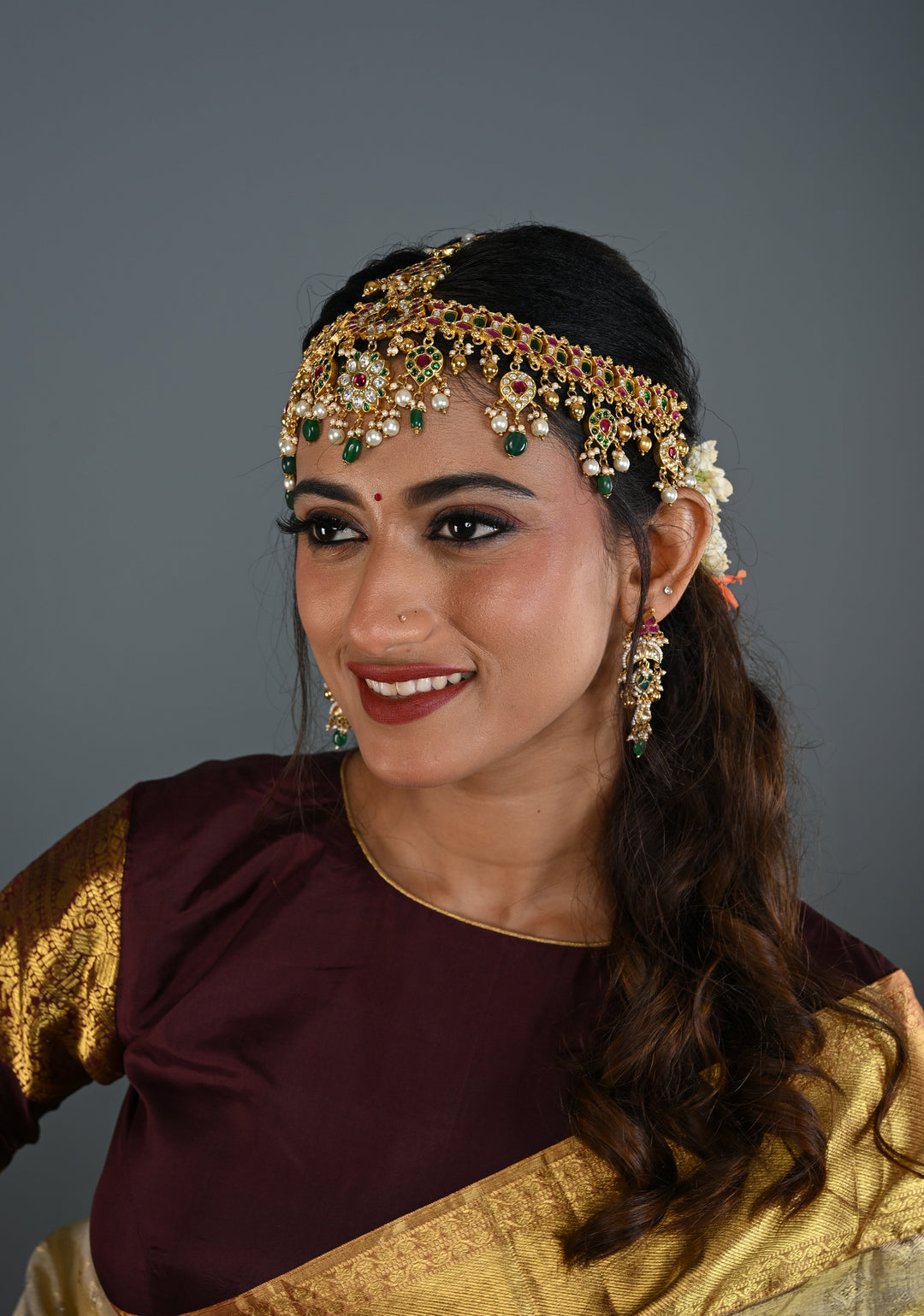 Jadau Maang Tika Ahmedabadi Kundan Hair Ornament