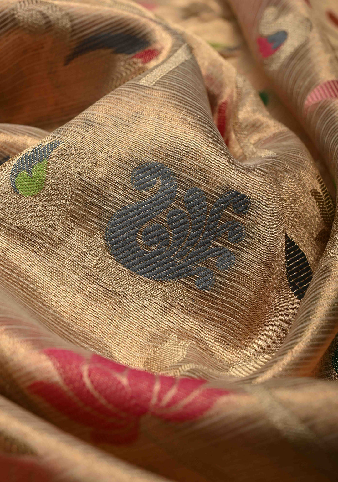 Gold Kota Tissue Banarasi Saree with Meenakari Brocade and Zari Border | SILK MARK CERTIFIED | SHOBITAM