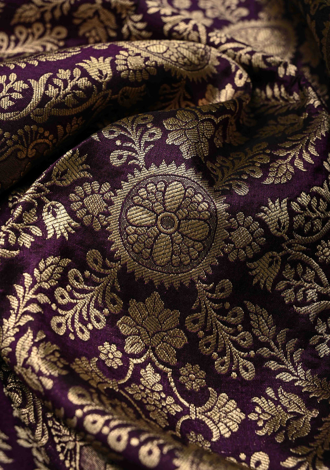 Eggplant Purple Banarasi Katan Silk Saree with Zari Brocade and Zari Border | SILK MARK CERTIFIEDl | SHOBITAM