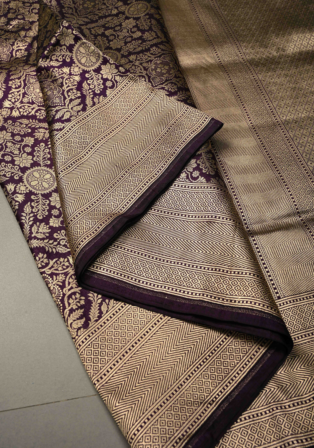Eggplant Purple Banarasi Katan Silk Saree with Zari Brocade and Zari Border | SILK MARK CERTIFIEDl | SHOBITAM