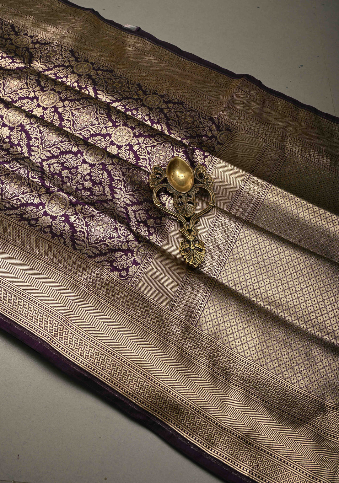 Eggplant Purple Banarasi Katan Silk Saree with Zari Brocade and Zari Border | SILK MARK CERTIFIEDl | SHOBITAM