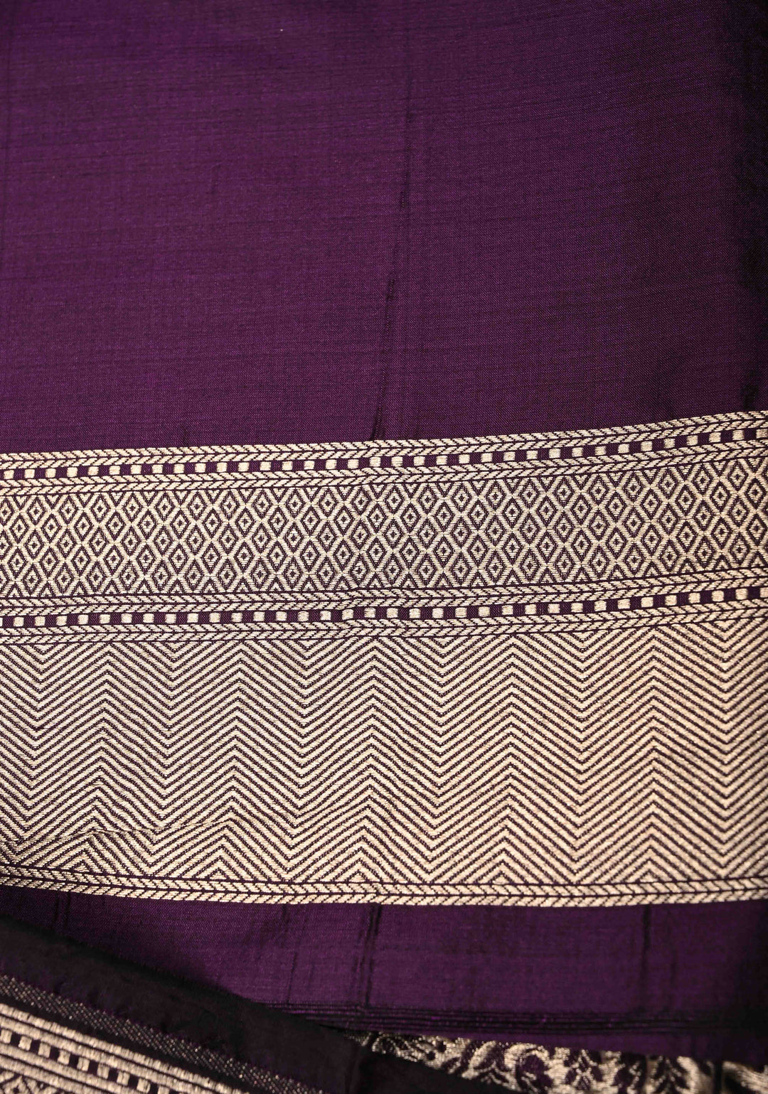 Deep Purple Banarasi Katan Silk Saree with Zari Brocade and Zari Border | SILK MARK CERTIFIEDl | SHOBITAM