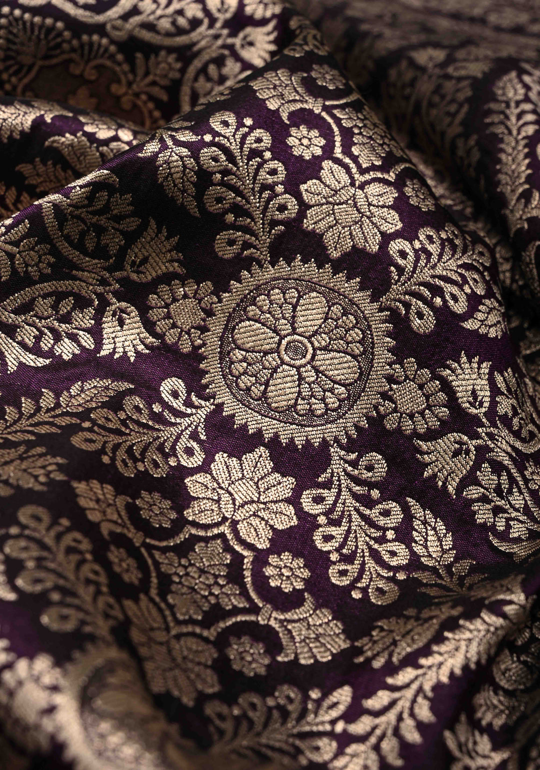Deep Purple Banarasi Katan Silk Saree with Zari Brocade and Zari Border | SILK MARK CERTIFIEDl | SHOBITAM