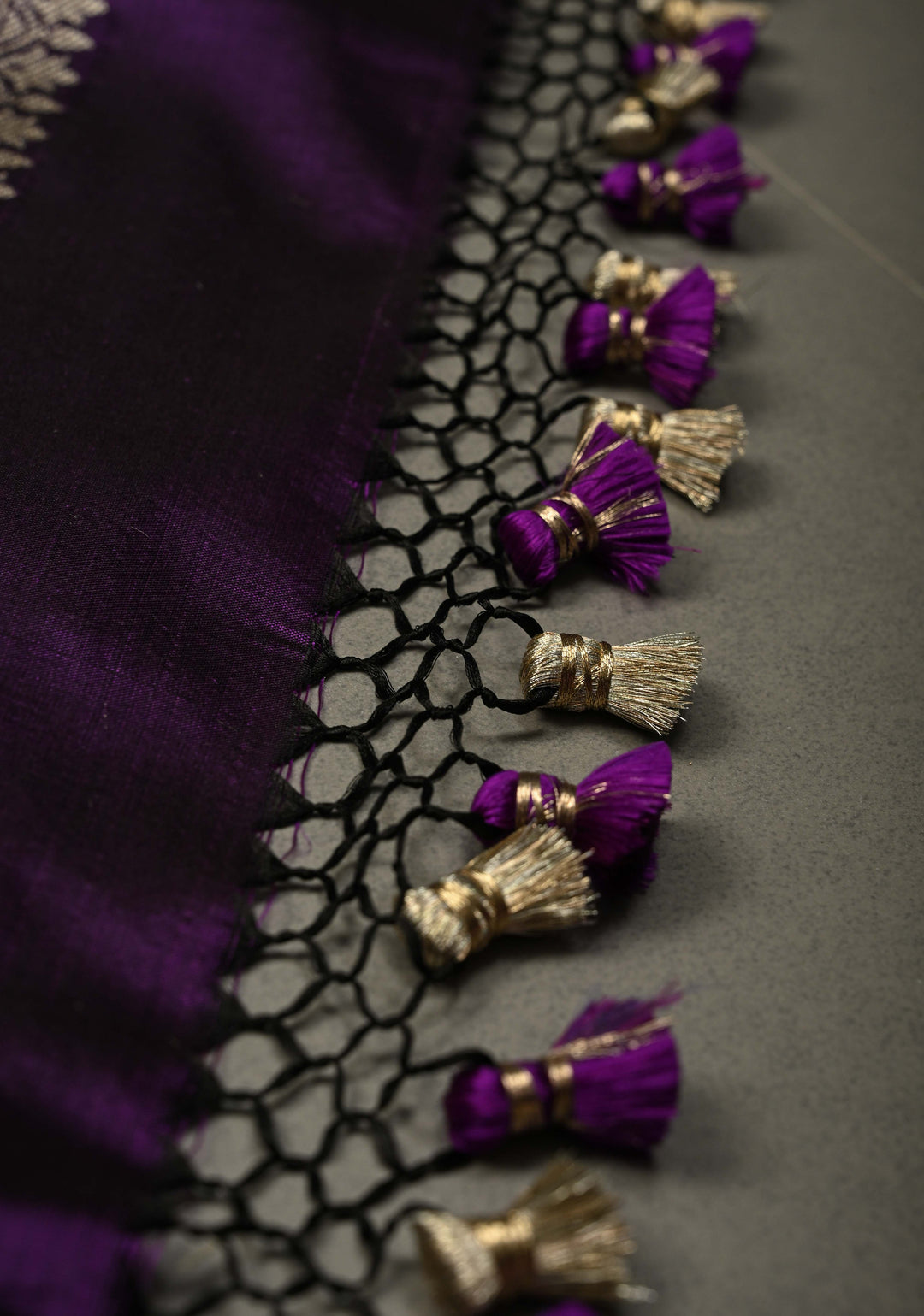 Statement Purple Banarasi Katan by Tussur Saree with Ornated Brocade and Meenakari Muniya Borders | SILK MARK CERTIFIED | SHOBITAM