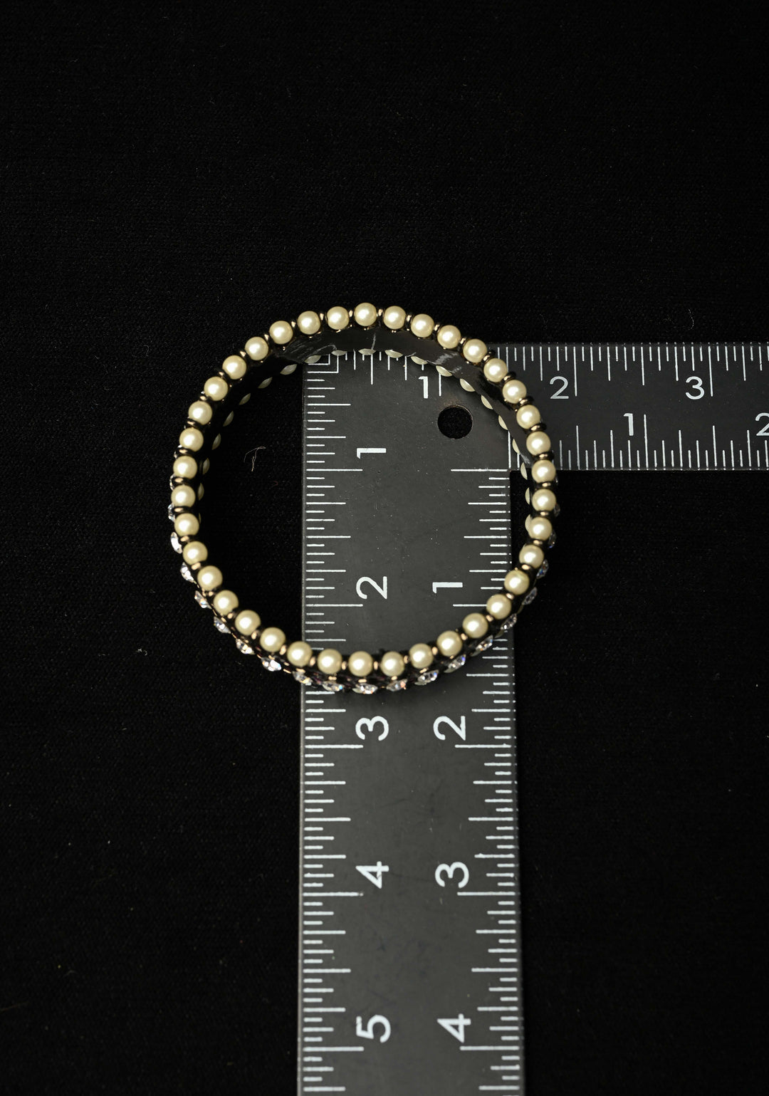 Size 2.6 Black finish precious kemp-white pearl pair of bangles, Various Sizes