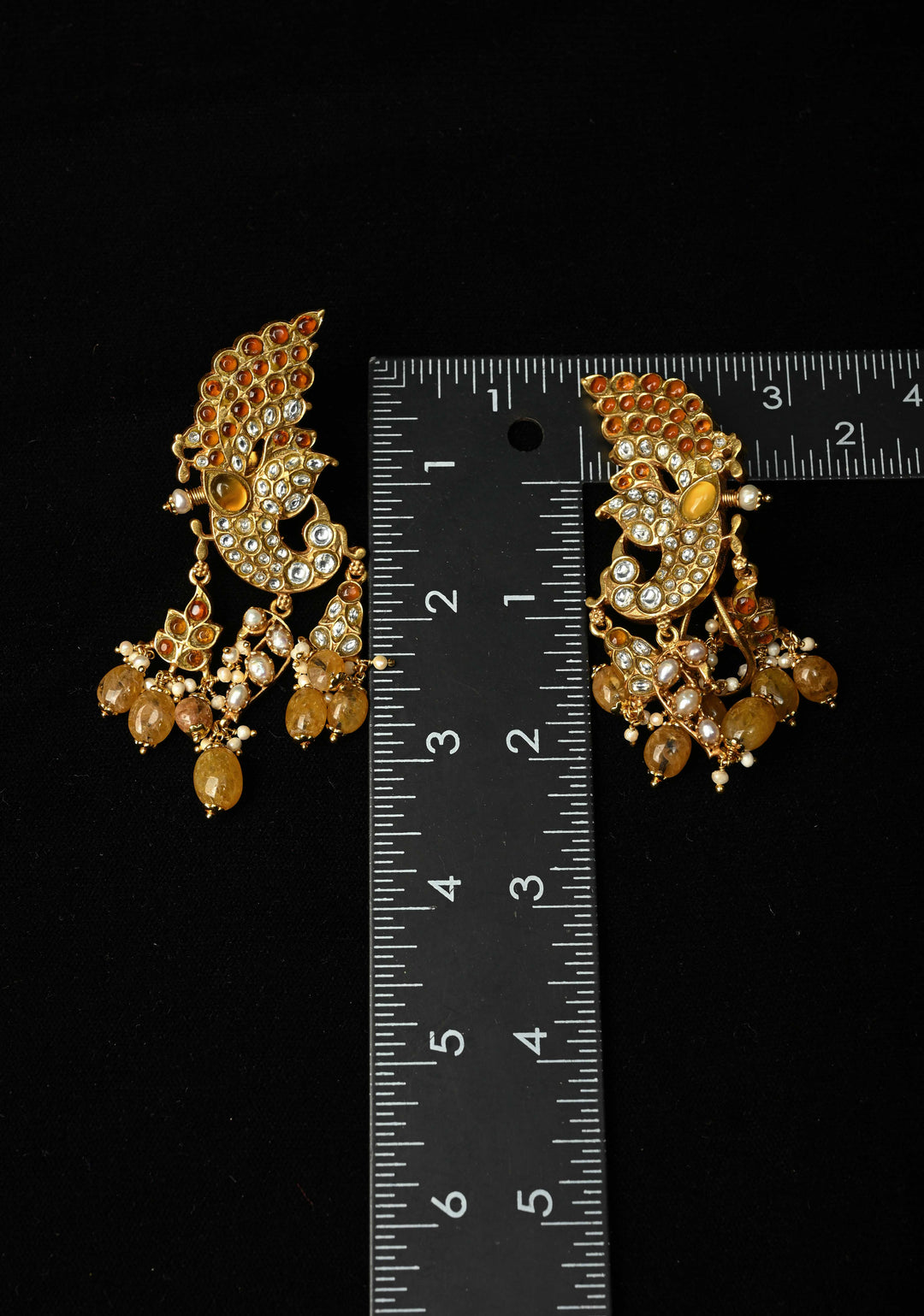 92.5 Silver and 24kt gold-plated, Madhubala Peacock earrings with Cuff