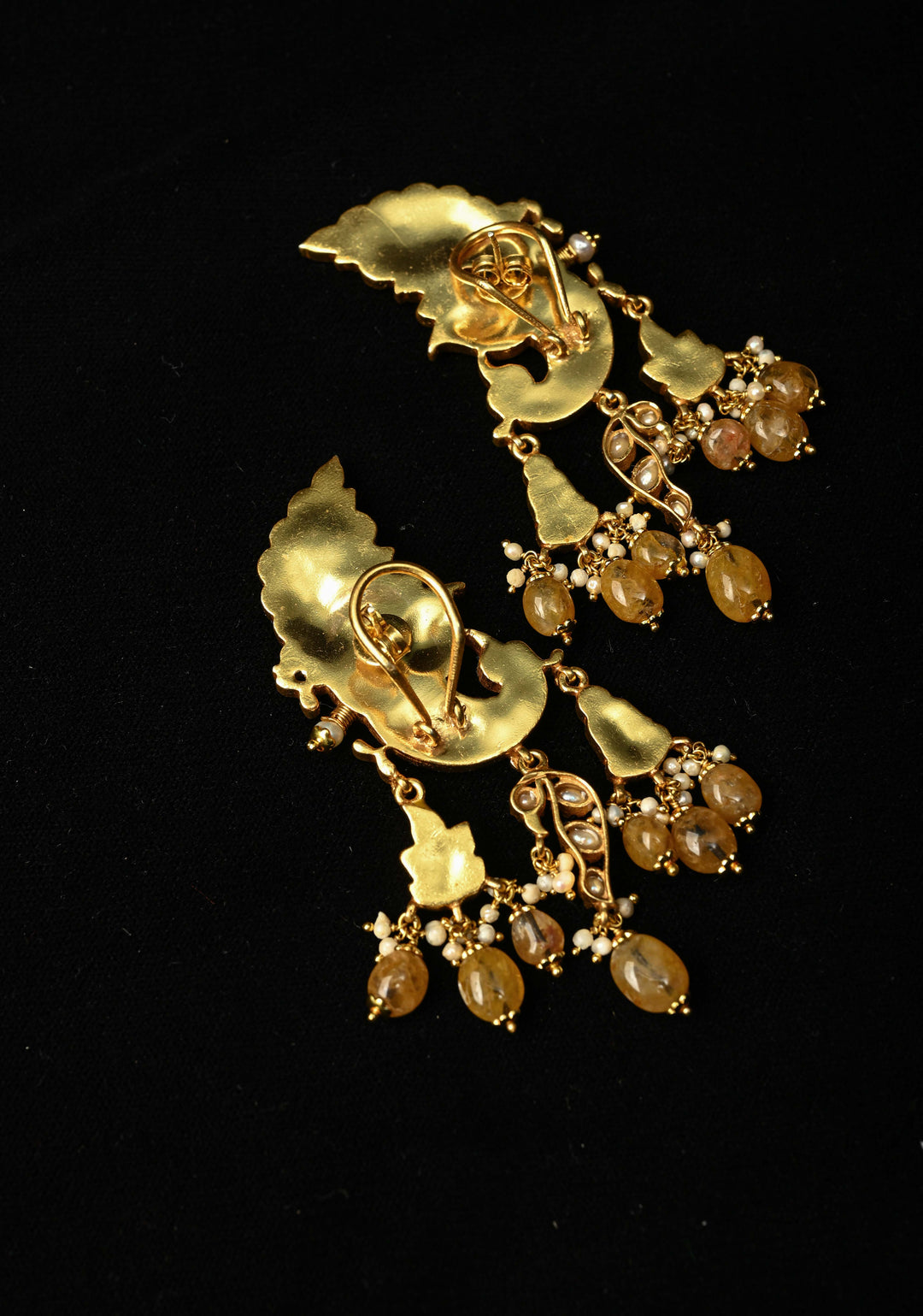 92.5 Silver and 24kt gold-plated, Madhubala Peacock earrings with Cuff