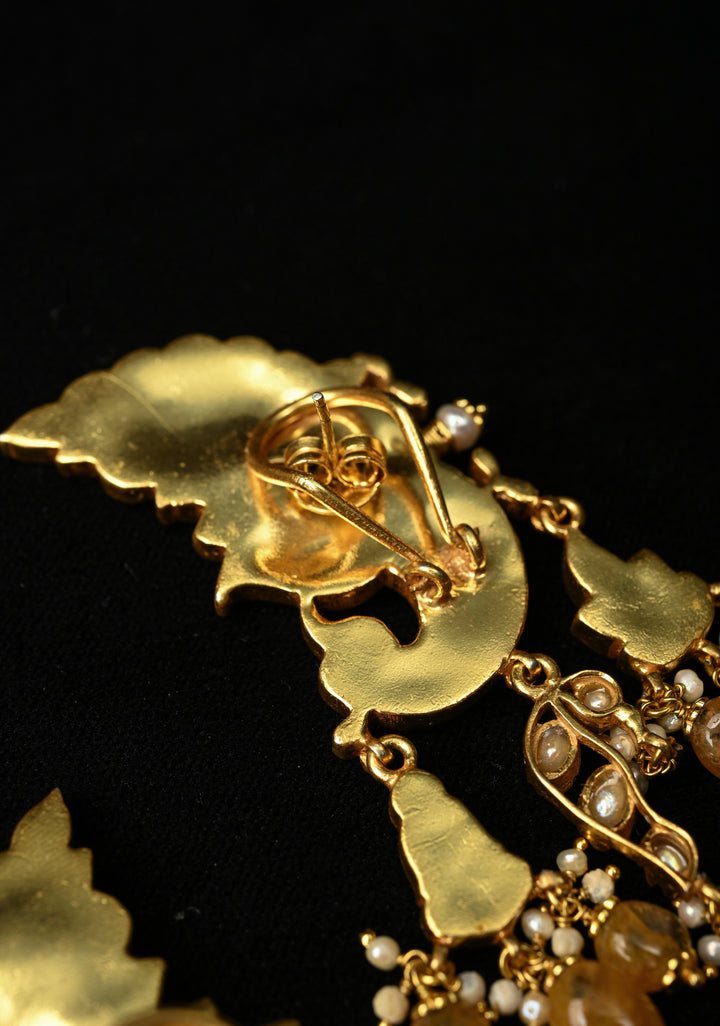92.5 Silver and 24kt gold-plated, Madhubala Peacock earrings with Cuff