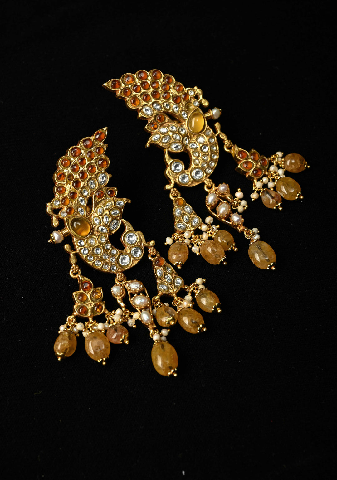92.5 Silver and 24kt gold-plated, Madhubala Peacock earrings with Cuff
