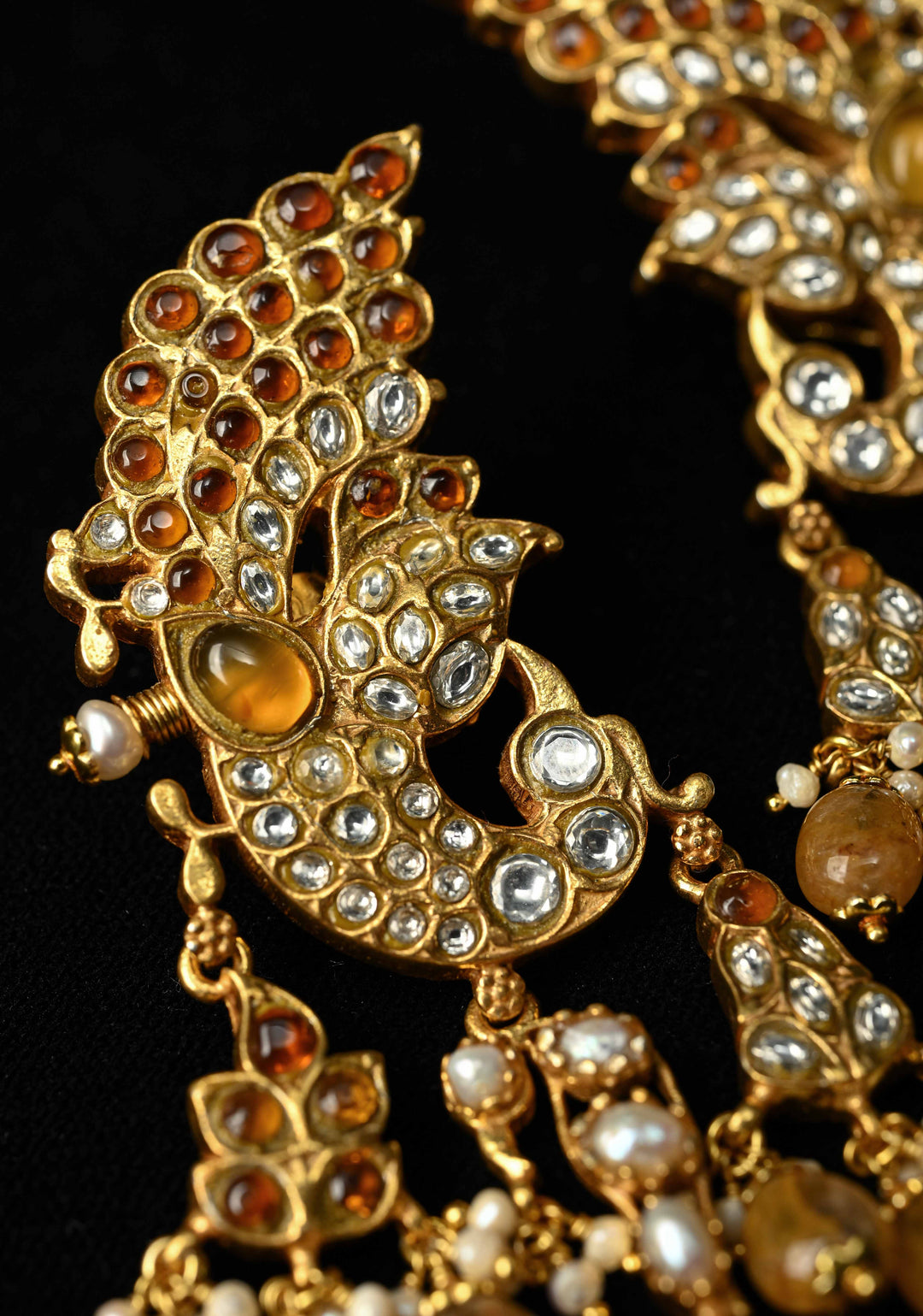 92.5 Silver and 24kt gold-plated, Madhubala Peacock earrings with Cuff