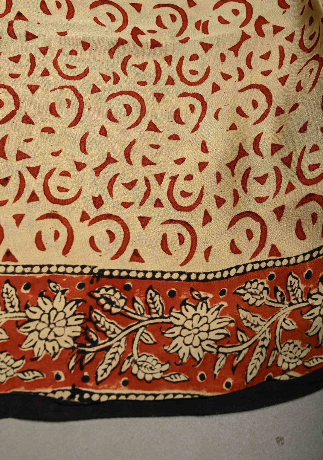 Black Modal Silk Saree with Sanganeri Block Print | SHOBITAM