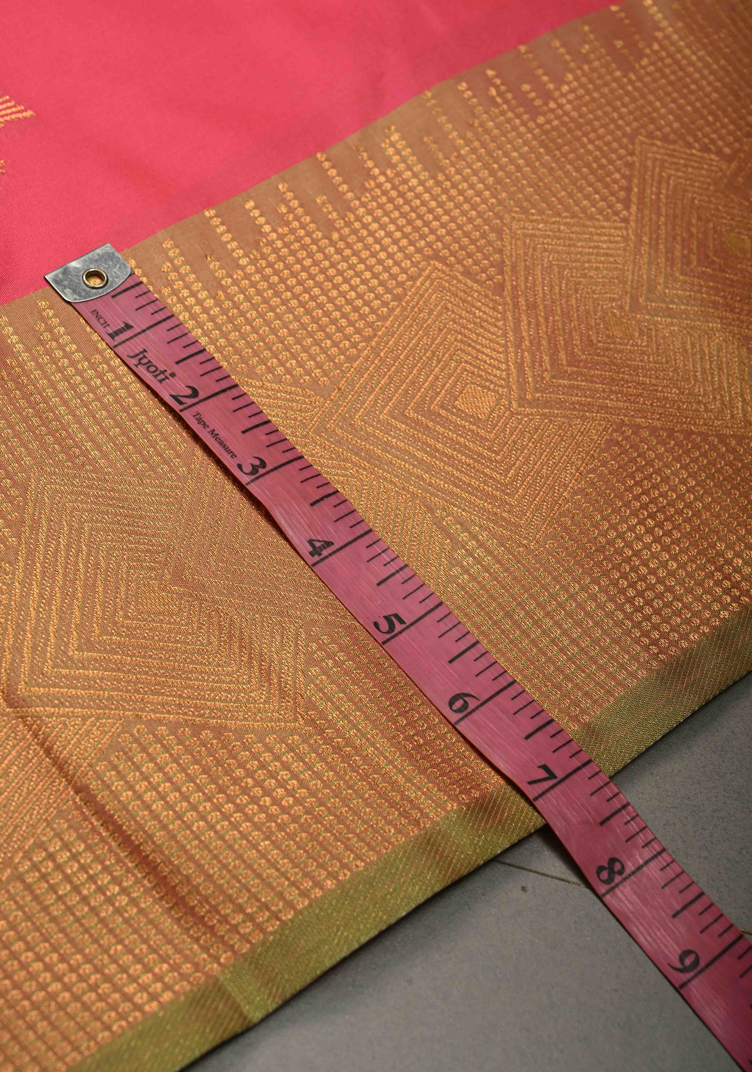 French Rose Kanchi Semi Silk Saree with Zari Buttas and Contrast Zari Border | SHOBITAM