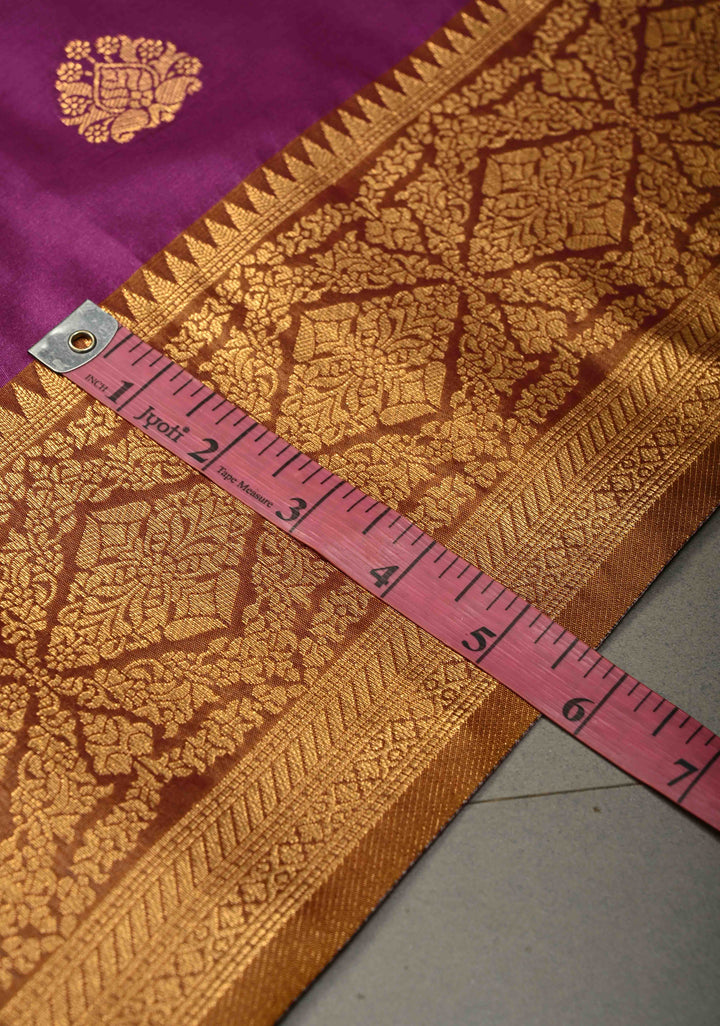 Vadamalli Kanchi Semi Silk Saree with Zari Buttas and Contrast Zari Border | SHOBITAM