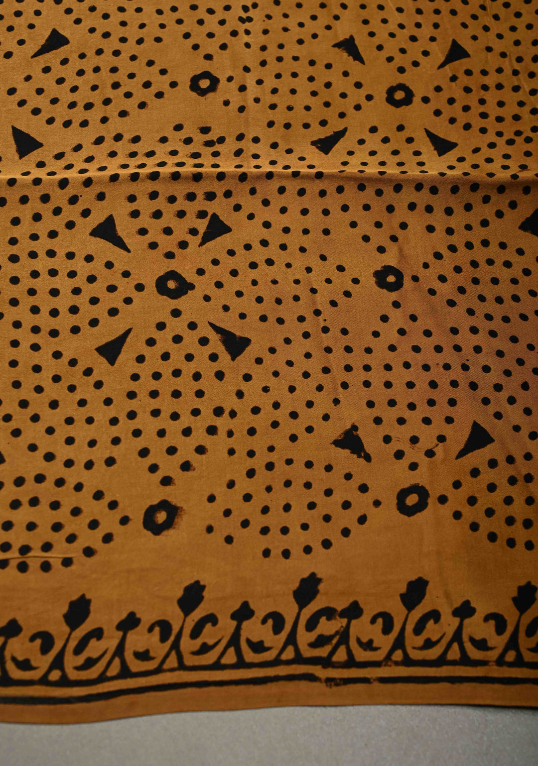 Mustard Modal Silk Saree with Vanaspati Vegetable Dye Hand Block Print | SHOBITAM