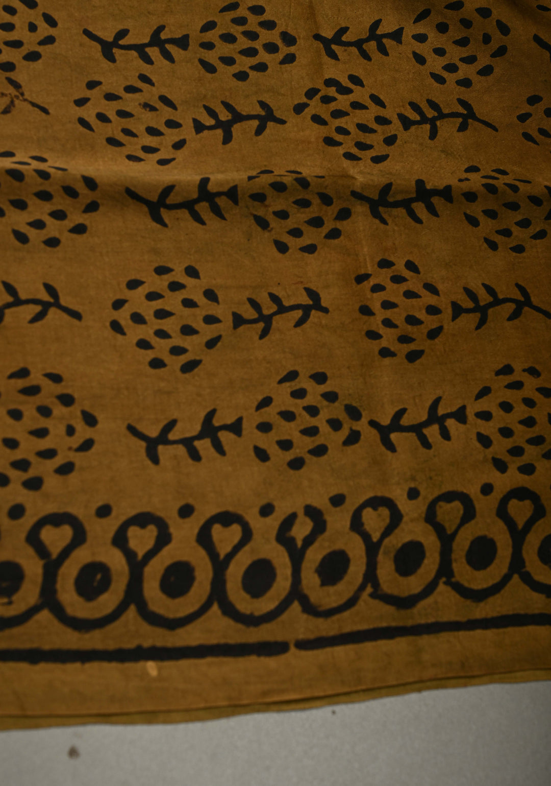 Mustard Modal Silk Saree with Vanaspati Vegetable Dye Hand Block Print | SHOBITAM