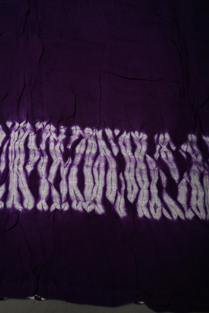 Hand Shibori Dye on Grape Purple Modal Silk Saree with Crushed Pallu