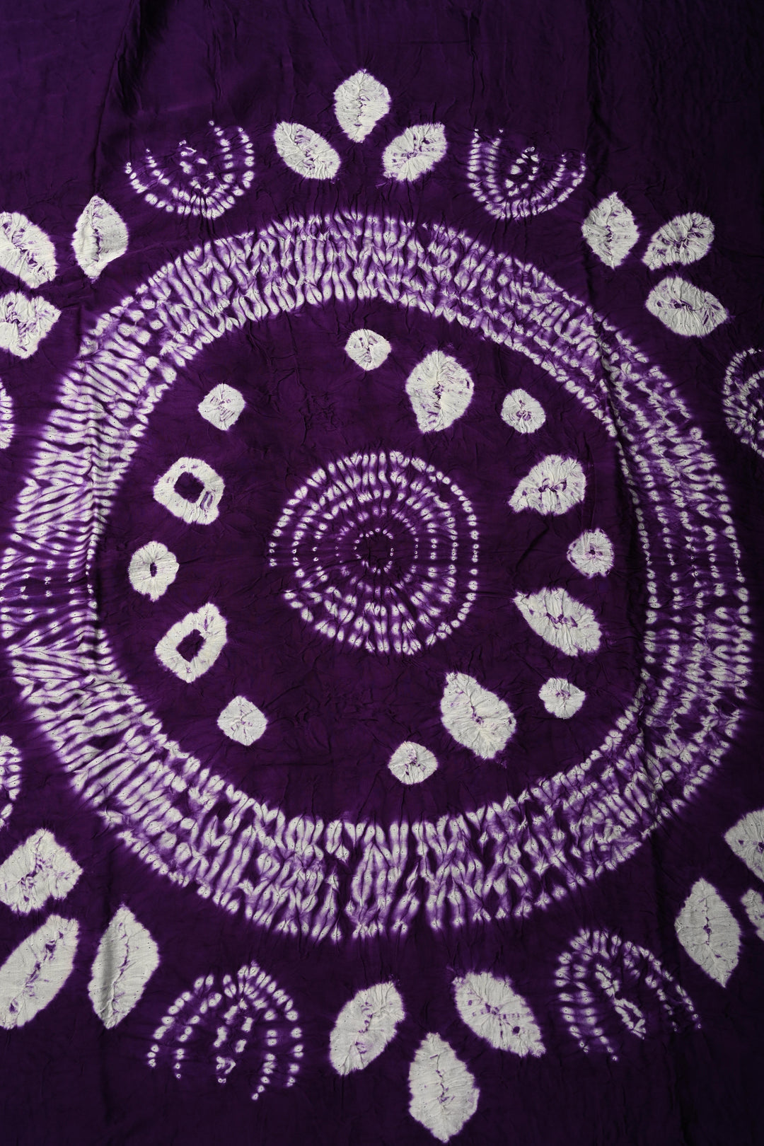 Hand Shibori Dye on Grape Purple Modal Silk Saree with Crushed Pallu