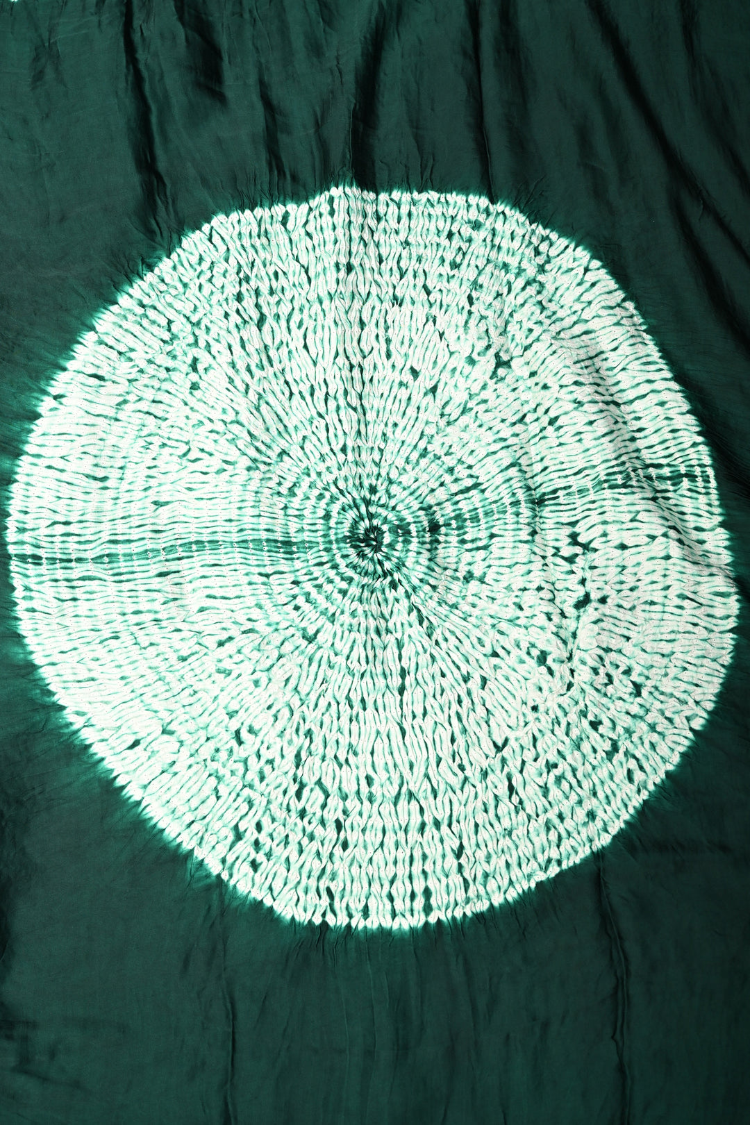 Hand Shibori Dye on Dark Green Modal Silk Saree withlagda Zari Pallu | SHOBITAM