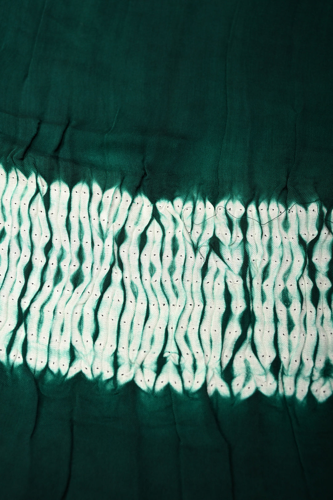 Hand Shibori Dye on Dark Green Modal Silk Saree withlagda Zari Pallu | SHOBITAM