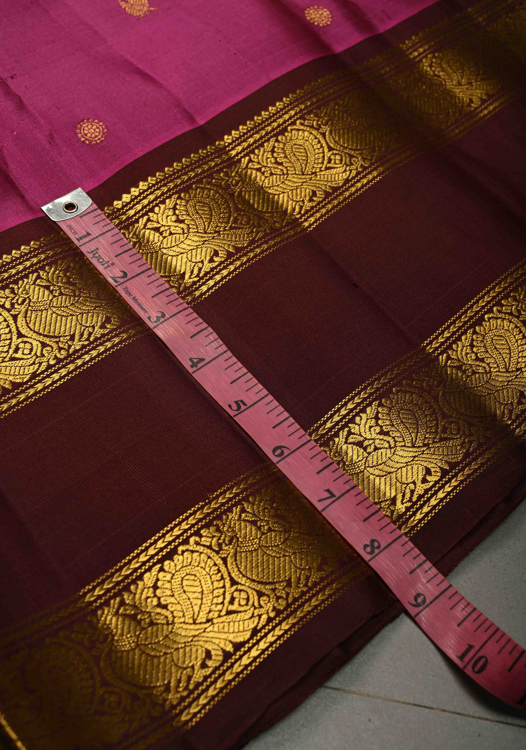Vadamalli Gadwal Silk Saree with Zari Buttas and Contrast Rettaipet Zari Border | SILK MARK CERTIFIED | SHOBITAM