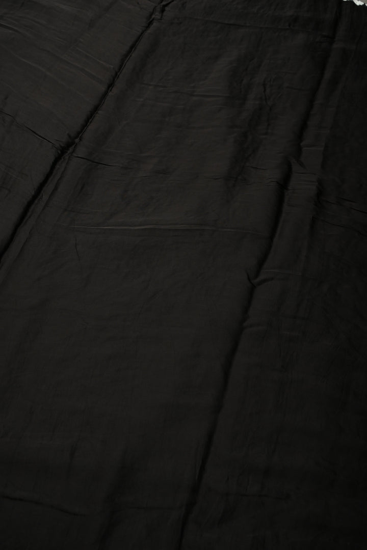 Black Modal Silk Saree with Lagda Patta and Hand Shibori Mandala Pallu | SHOBITAM