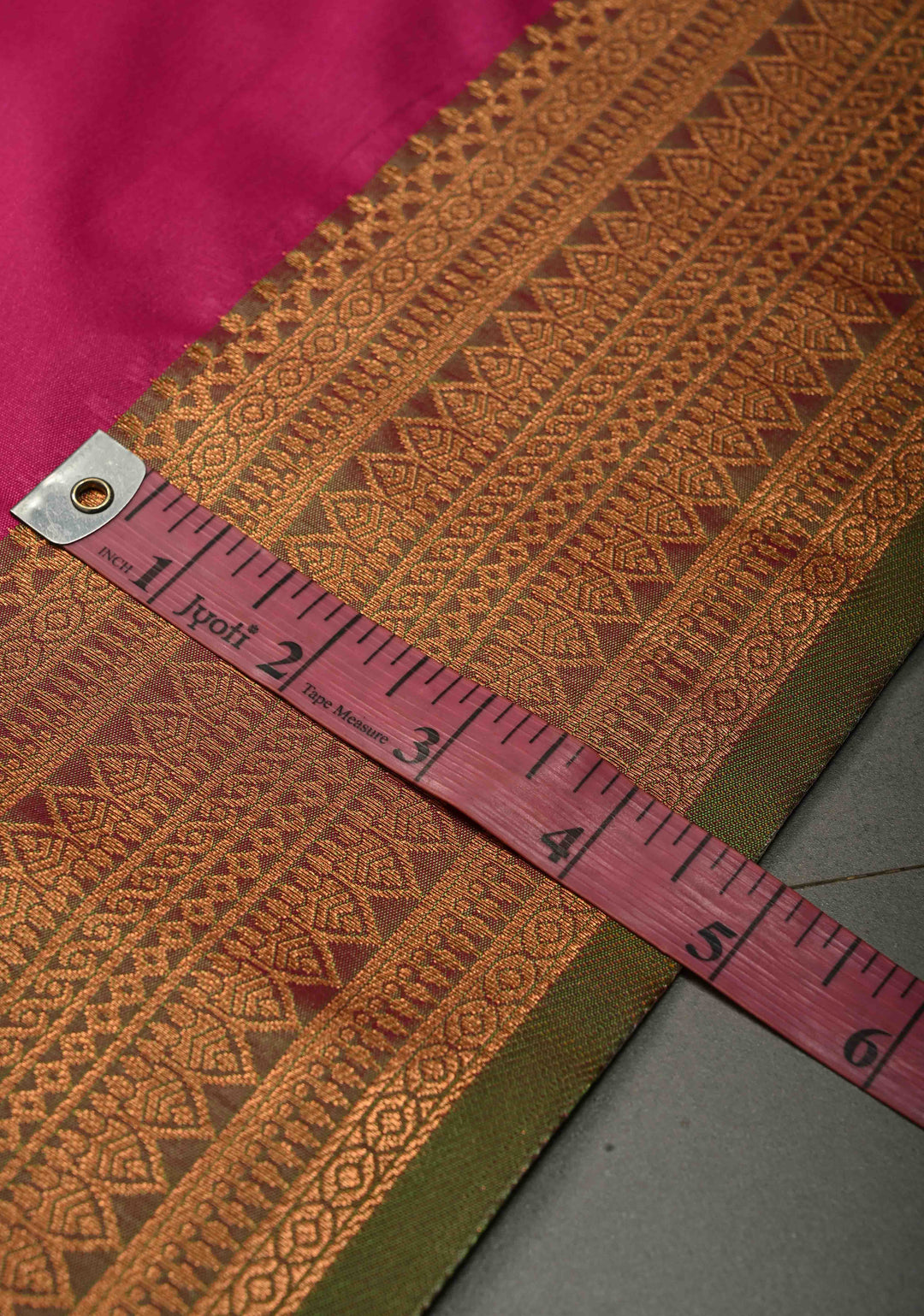 Hot Pink Kanchi Semi Silk Saree with Meenakari Mandala Buttas and Contrast Zari Border | SHOBITAM